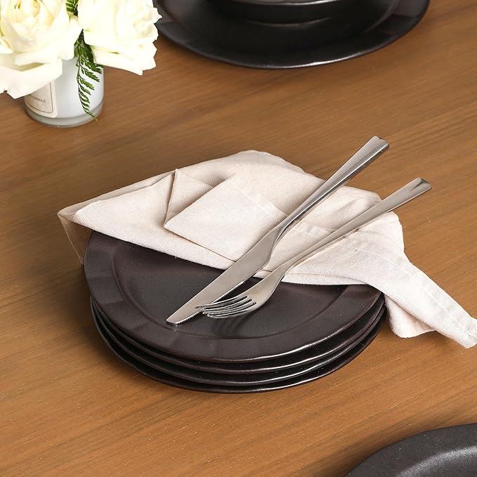 Stone Lain Oasis 4-Piece Dinner Plate Set Stoneware, Black