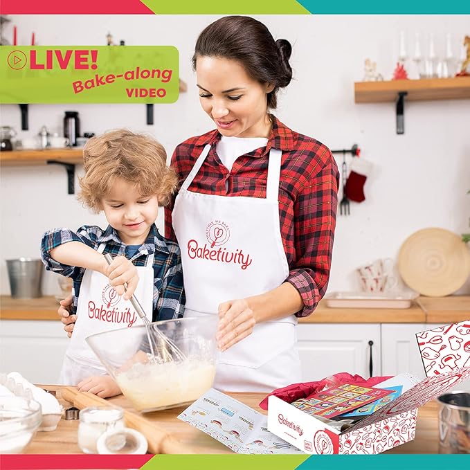 BAKETIVITY Kids Baking DIY Activity Kit Bake Delicious Yum&m Jumbo Cookies- Real Fun Little Junior Chef Essential Kitchen Lessons Includes Pre Measured Ingredients