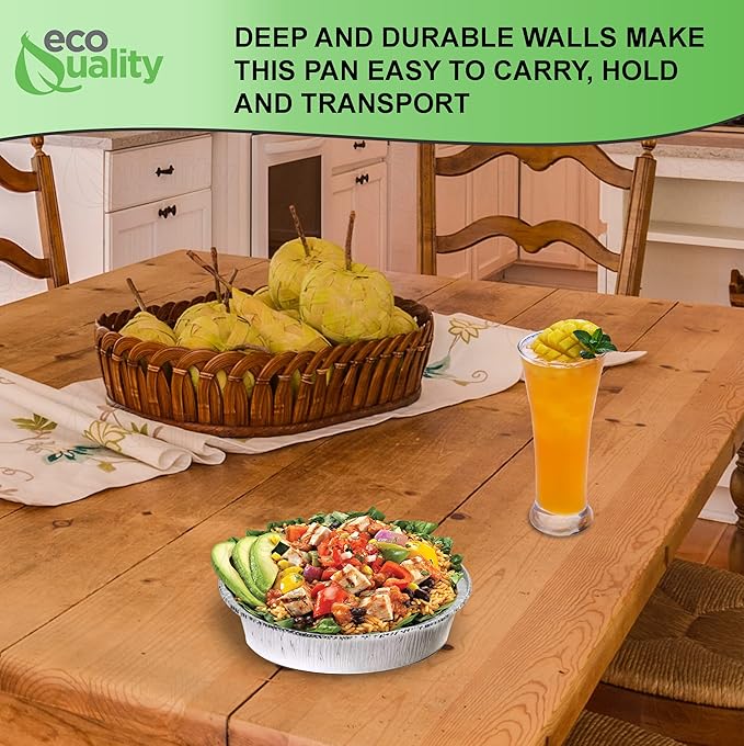 EcoQuality 6" Round Aluminum Foil Pans - Disposable Containers with Foldable Walls for Pie Baking, Cooking, Serving, Reheating, and Storing - Freezer and Oven Safe Tart Pan 400 Pack