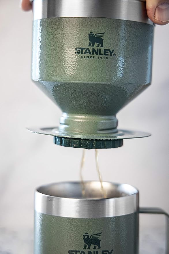 STANLEY Perfect Brew Pour Over Manual Single Cup Coffee Maker Drip Coffee Maker with Reusable Filter | Easy Clean Stainless Steel BPA-Free Hammertone Green (Pack of 4)