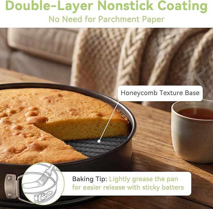 USLAI Springform Pan, 4/6/7/8/9/10 Inch Nonstick Cheesecake Pan with Removable Bottom, Easy to Clean, Ideal for Baking Cakes, Pies and Quiches - 6 Inch