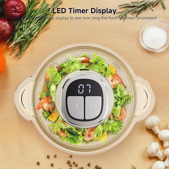 220V EU Plug 3L Dual Bowl Food Prep Processor with 2 Blades, 2-Speed Settings & Digital Display – Quiet Kitchen Appliance