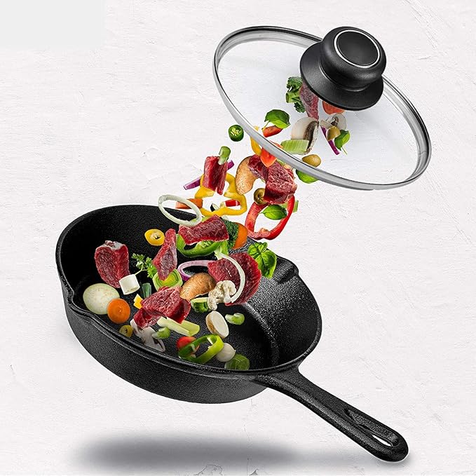 10.5 Inch Pan Lid, Frying Pan Lid, Fry Pan Lid, Skillet Lid, Pan Lid with Handle Compatible with 10-10.7 Inch Kitchen Cookware, Tempered Glass Cover, 10.5"