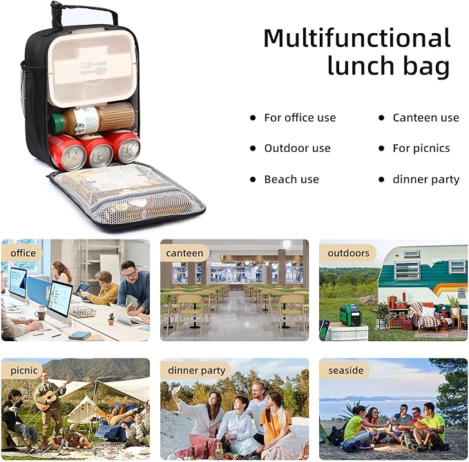 Lovoeo Lunch box Lunch bag for men women Insulated Lunchbox Lunch bags for Work Picnic Travel (Thicken hot red)