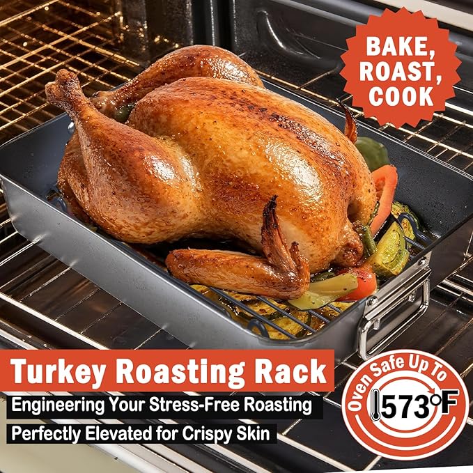 Roasting Rack,Heavy Duty Turkey Rack for Roasting Pan,Oven Roasting Rack Insert for Baking (Rectangular 12in*7.5in)