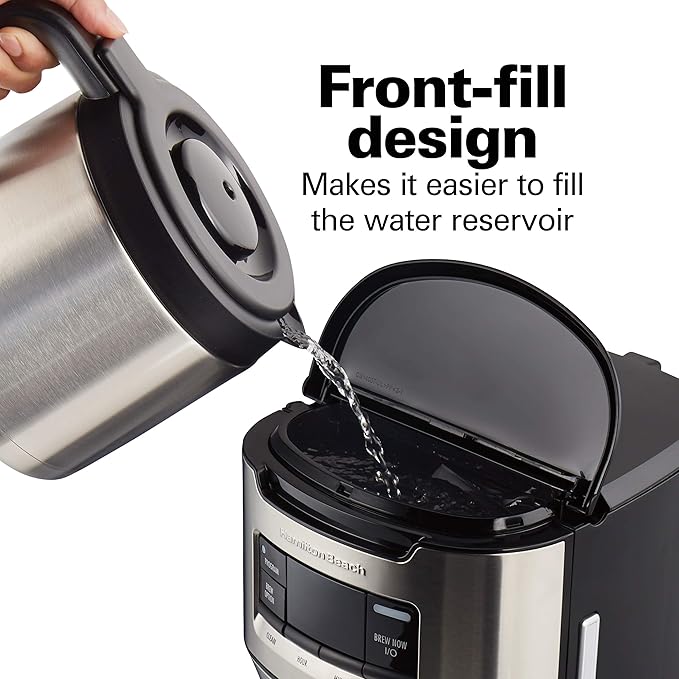 Hamilton Beach Programmable Front-Fill Coffee Maker with Thermal Carafe (46391), 12 Cup Capacity, Black and Stainless
