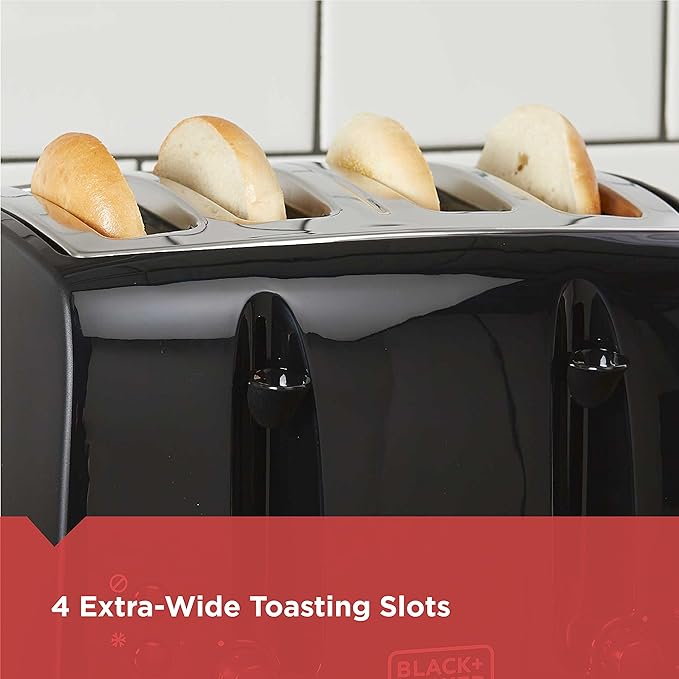 BLACK+DECKER 4-Slice Extra-Wide Toaster with 7 Shade Settings & 12-Cup Programmable Coffee Maker with Sneak-A-Cup