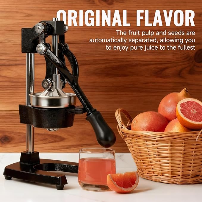Cast Iron Juicer, Cast Iron Juicer Hand Press Heavy Duty for Squeeze Fresher Juice from Oranges, Lemons, Pomegranates, Effortless, Stable, Easy Clean for Home, Bar, Commercial Use