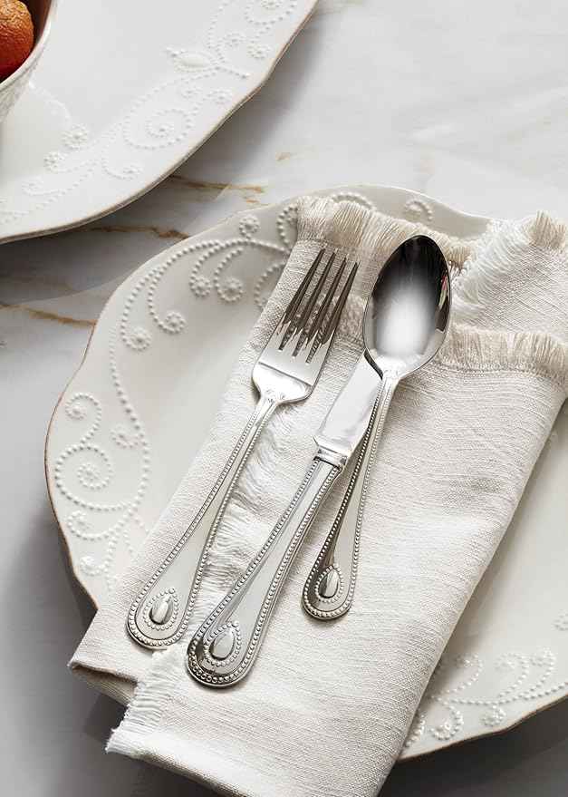 Lenox 890951 French Perle 12-Piece Plate & Bowl Dinnerware Set White
