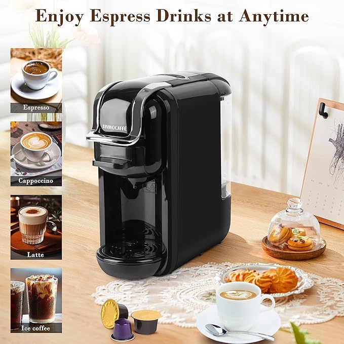 Espresso Machine for Nespresso Capsule, Lavazza Blue & Expert Capsule, Coffee Powder, 19 Bar Pump Pressure Makes Authentic Espresso Coffee, Mini Espresso Coffee Maker with Removable Water Tank.
