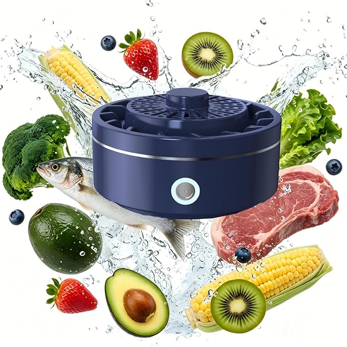 Fruit and Vegetable Washing Machine, Waterproof Fruit and Vegetable Cleaner, Rotatable Fruit and Vegetable Machine, The Fruit Cleaner Device Automatically Turns on in The Water (Blue)