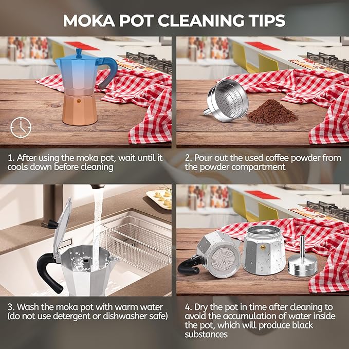 Aluminum 3 Cup 150ml Moka Pot Express Coffee Maker Stovetop Espresso Percolator Coffeemaker Italian Classic Style Brewing Greca Cafe Mocha Machine for Cafeteras Lover Camping Travel and Home Use 5oz