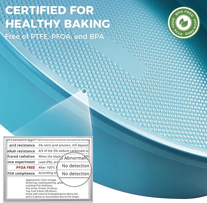 HONGBAKE Nonstick Ceramic 9 Inch Round Cake Pan Set of 2, Heavy-Duty Aluminized Steel round cake pans with Diamond Texture, Non-Toxic Cake Molds, Cake Pans Sets for Baking Cheesecake, Blue