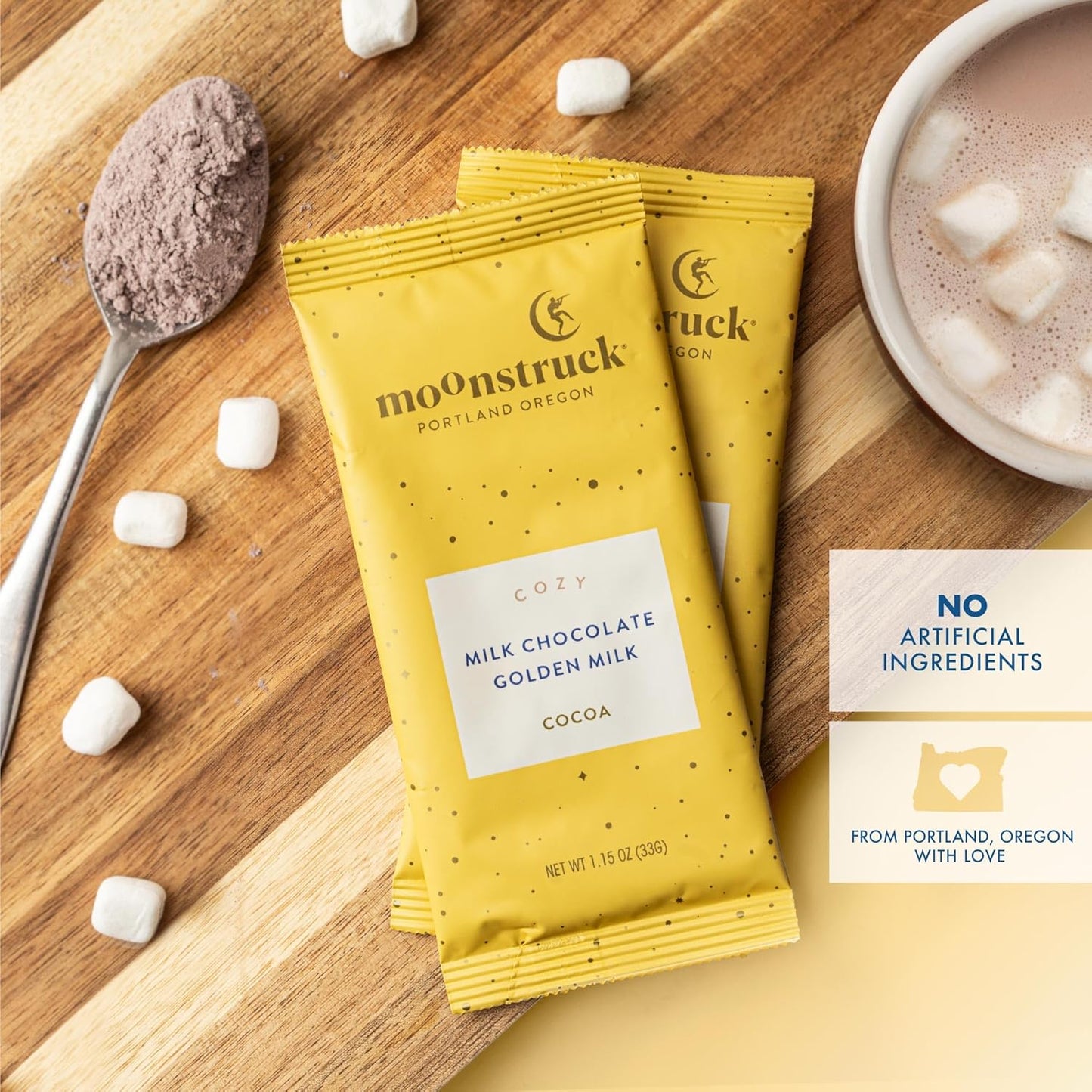 Moonstruck Chocolate Hot Chocolate Mix Variety Pack - Contains 6 Flavors: Milk Chocolate Cocoa, Dark Chocolate Cocoa, Milk Chocolate Cinnamon Cocoa, Mint Chocolate Cocoa, Milk Chocolate Ginger and Turmeric Cocoa, and White Chocolate Horchata Cocoa