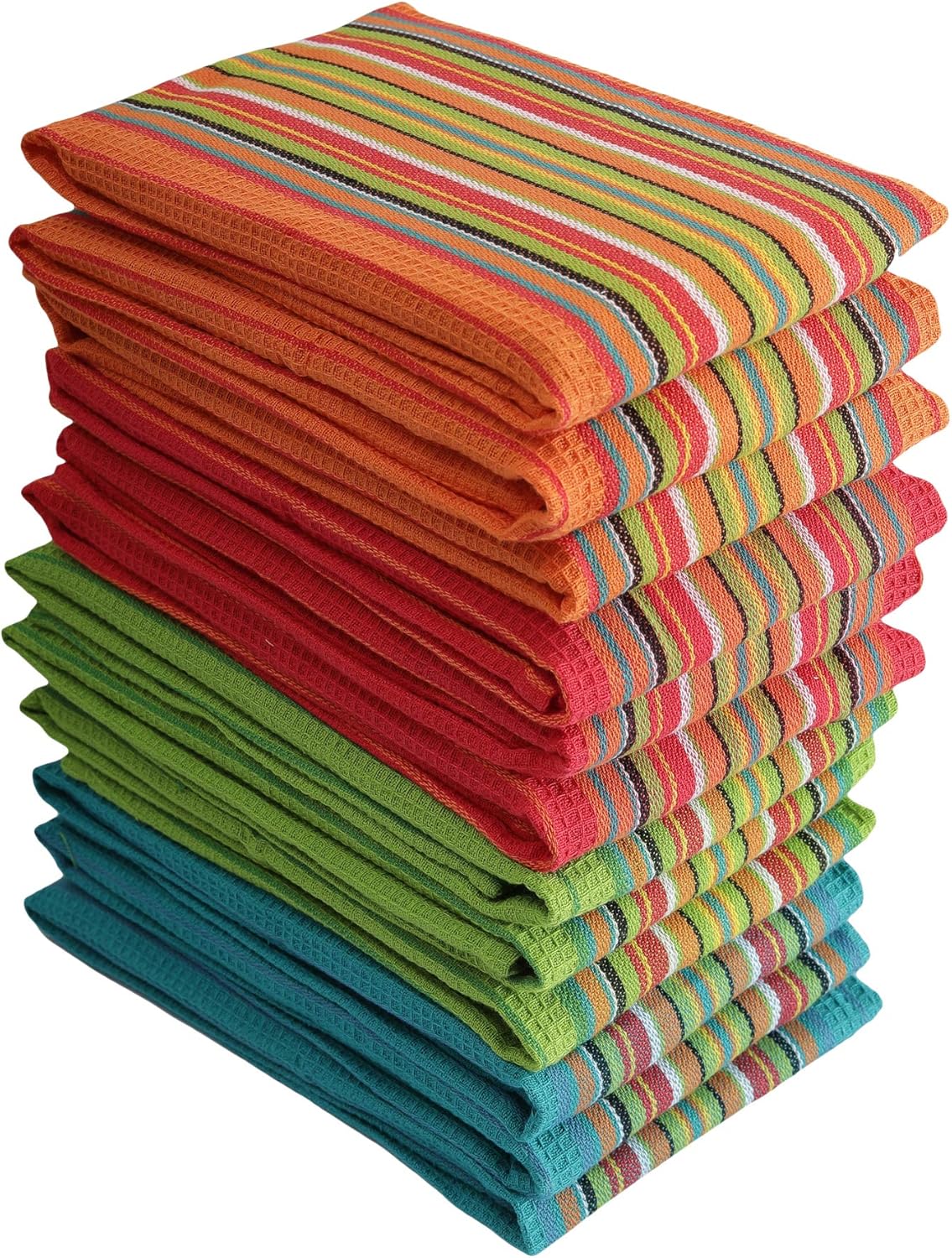 DG Collections 100% Cotton Salsa Kitchen Towels – 4 Pack, Super Absorbent Dish Towels, 16x28 Inch, Lint-Free, Durable Weave – Reusable Kitchen Cleaning Cloths for Home & Restaurants