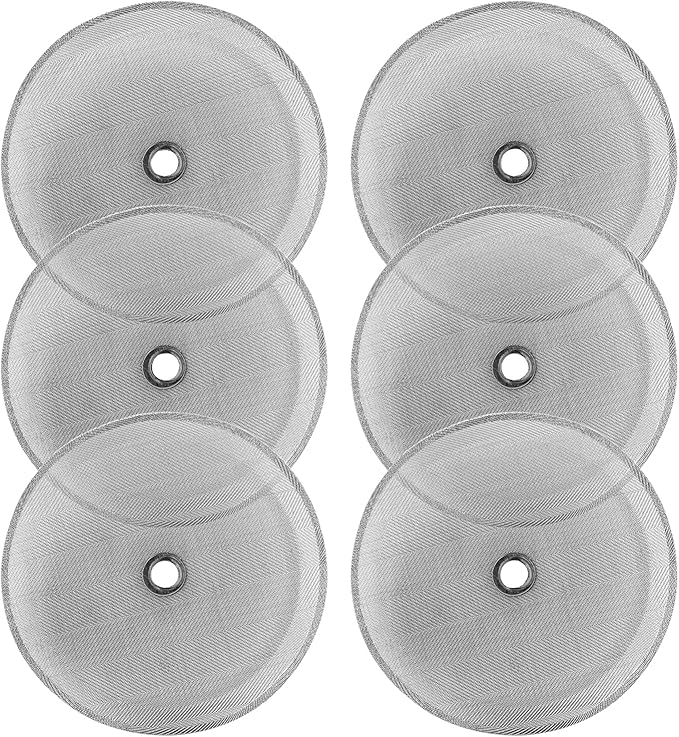 Sivaphe 6 Pieces French Press Replacement Filters Part, 3.15-4 Inch Cafetiere Coffee Maker Filter Stainless Steel, French Press Metal Mesh Screen for 1000 ml/ 34 oz/ 8 cup French Coffee and Tea Press