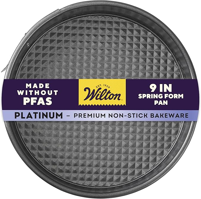 Wilton Platinum Non-Stick Spring Form Pan - Baking Pan for Cheesecakes, Deep Dish Pizzas & Bread Puddings - Scratch Resistant, Even Heat Distribution & Made Without PFAS - 9 x 2.7 Inch