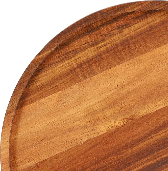 Elama 12 Inch Acacia Wood Lazy Susan Serving Tray, Decorative Serveware, Tabletop Serving Piece (12 Inch Lazy Susan)