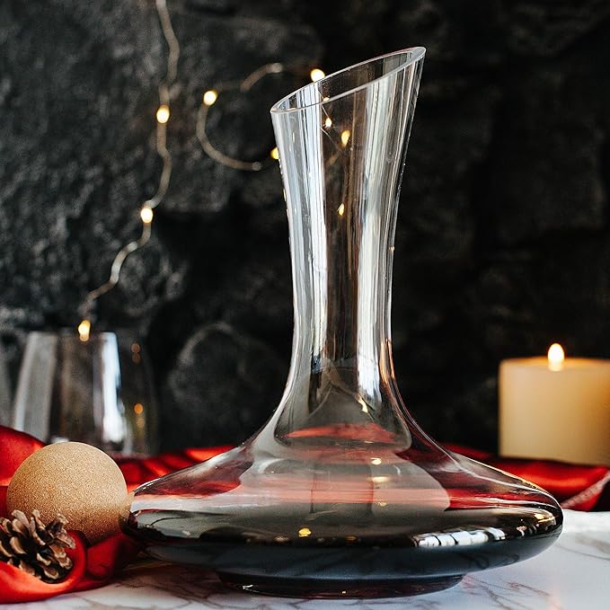 BTaT- XL Decanter with Drying Stand, Stopper, Brush and Beads, Hand Blown Crystal Glass, Wine Decanter, Wine Carafe, Wine Accessories, Red Wine Decanter