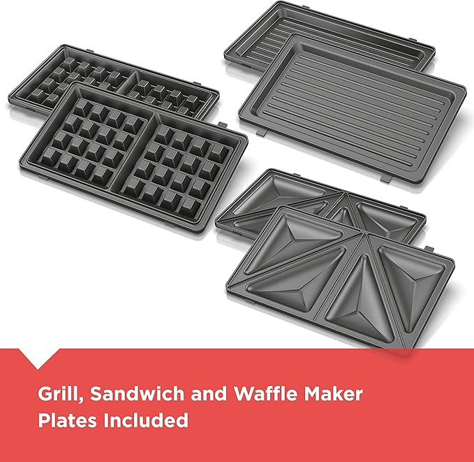 BLACK+DECKER 3-in-1 Waffle Iron WM2000SD, Grill & Sandwich Press Bundle with 6-Cup Rice Cooker