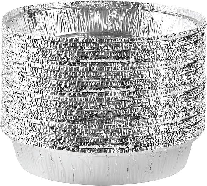 PLASTICPRO 9'' Inch Round Tin Foil Pans Disposable Aluminum, Freezer & Oven Safe - For Baking, Cooking, Storage, Roasting, & Reheating, Pack of 20