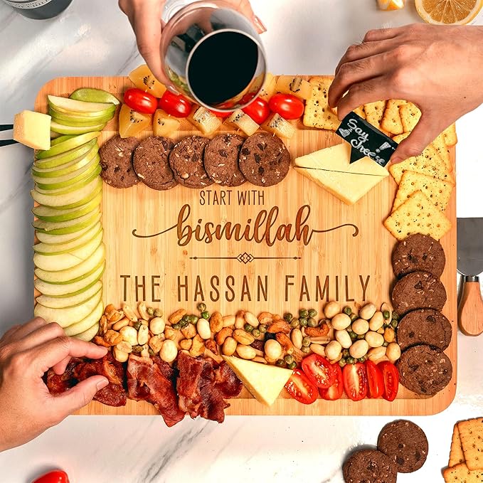 Personalized Start with Bismillah Charcuterie Boards, Ramadan Cheese Board Gift Set, Housewarming Charcuterie Boards - Islamic Gift, Ramadan Gifts, New Home Gifts for Muslim