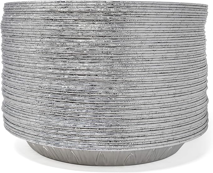 Fig & Leaf (60 Pack) Premium 9-Inch Pie Pans l Disposable Aluminum Foil l Heavy-Duty l Tin Plates for Tart Quiche Pies