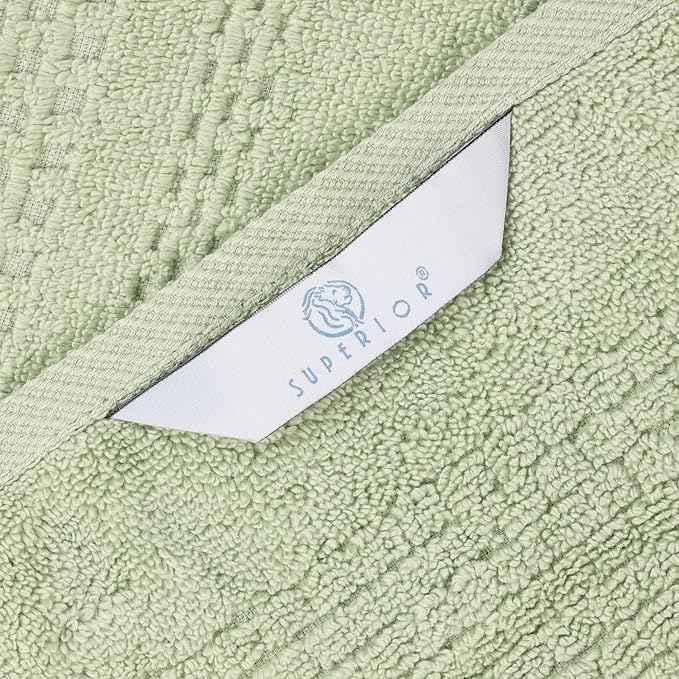Superior Playa Zero Twist Cotton Medium Weight Towels, for Guest Bath, Bathroom, Shower, Spa, Plush, Quick Dry, Ultra-Soft Towels, Bath Essentials, Waffle Textured, 6 Piece Assorted Towel Set, Green