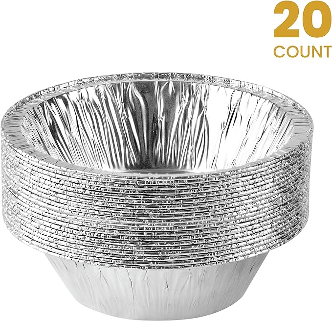 PLASTICPRO 6'' Inch Round Tin Foil Cake Pans Disposable Aluminum, Freezer & Oven Safe - For Baking, Cooking, Storage, Roasting, & Reheating, Pack of 20