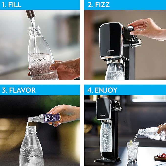 SodaStream Terra Sparkling Water Maker Bundle (Black), with CO2, DWS Bottles, and Bubly Drops Flavors & Art Sparkling Water Maker Bundle (Black), with CO2, DWS Bottles, and Bubly Drops Flavors