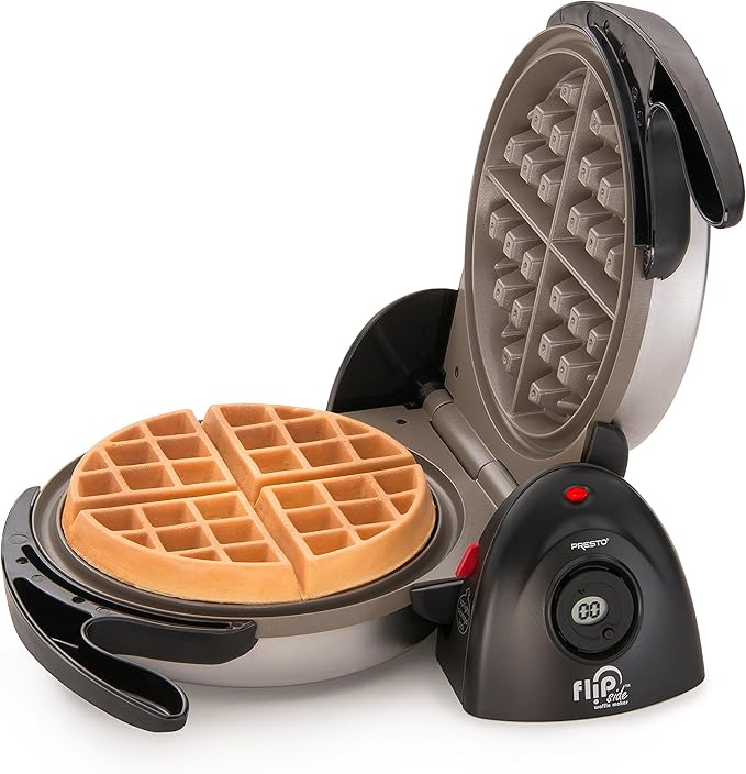 Presto Ceramic 22-inch Electric Griddle + Presto Ceramic FlipSide Belgian Waffle Maker, Black