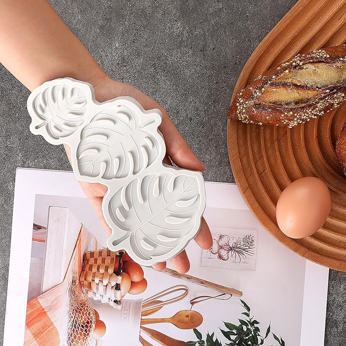 Tropical Leaves Silicone Molds Leaf Fondant Mold Monstera Leafage Silicone Fondant Mold Small Tropical Leaf Silicone Mold Cake Decorating Polymer Clay Mold for Candy Chocolate Baking Cookie Pastry