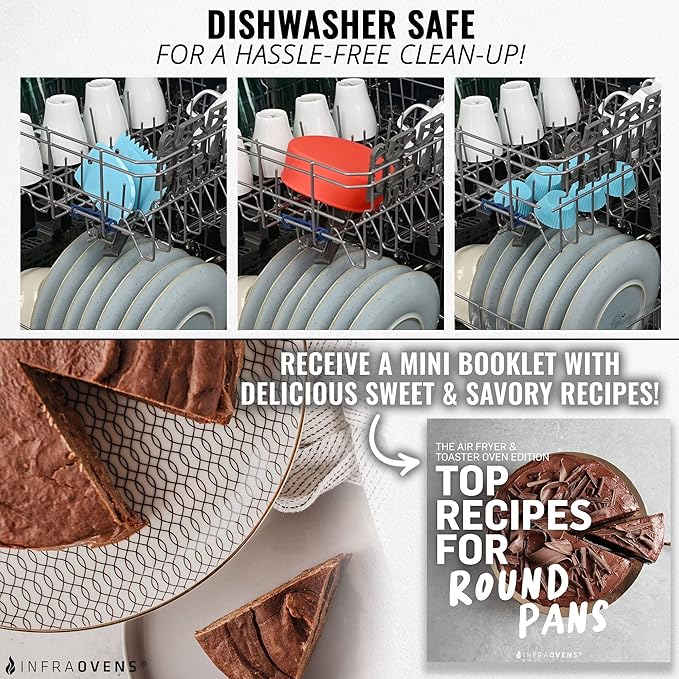 Air Fryer Silicone Baking Set, 6.7” Cake Pan, Muffin Cups, Scraper & Cheat Sheet – Non-Stick, BPA-Free Bakeware for Instant Vortex, Cosori, Ninja, Chefman & More by INFRAOVENS