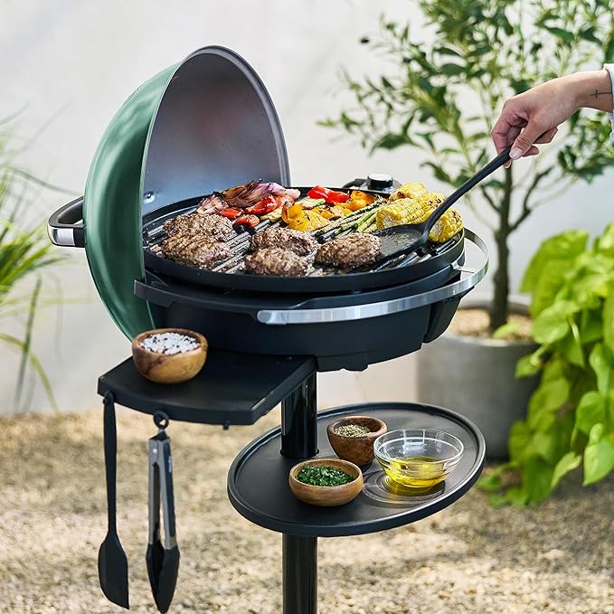 GreenPan 2-in-1 Portable Indoor/Outdoor Electric Grill & Griddle, Forest Green