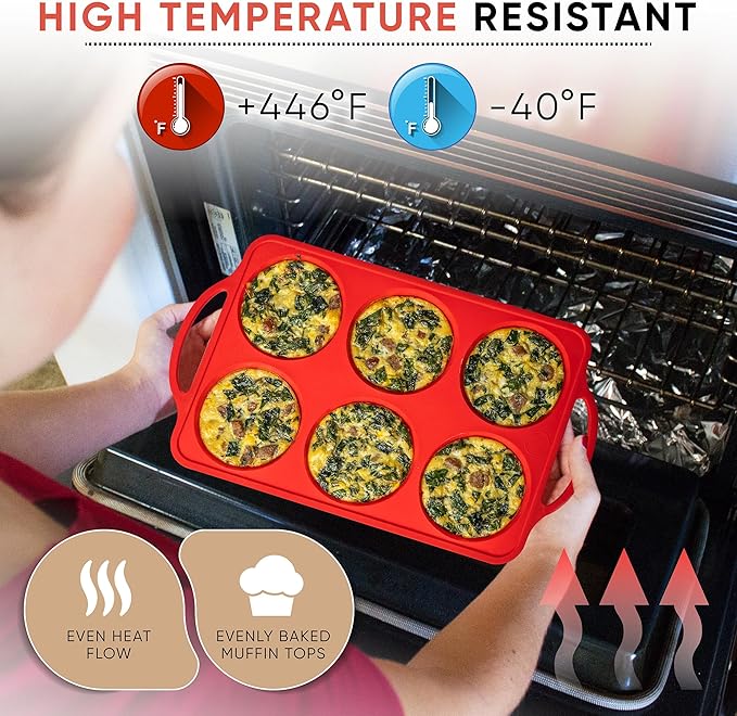 BAKE BOSS Confetti 4 Inch Jumbo Silicone Muffin Pans for Baking – 6-Cup Nonstick Silicone Cupcake Pan Egg Size – Heavy-Duty Large Cupcake Pan, BPA-Free, Easy-Release, Oven & Dishwasher Safe