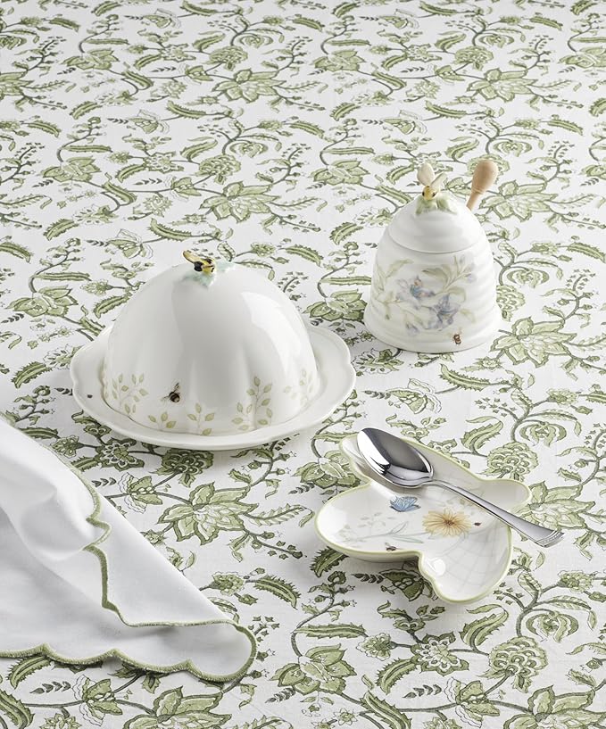 Lenox Home And Kitchen, Butterfly Meadow Beehive Honey Pot, Porcelain Material, Dishwasher Safe, Honey Jar, Honeypot, Bee And Flower Design, Bee Decor, Home Decor (White, 1 Piece, 10 Ounce Capacity)