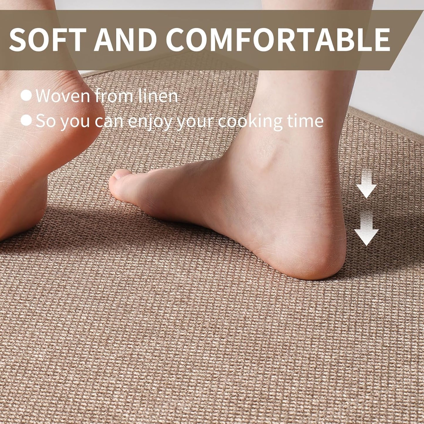 Kitchen mats for Floor, Water and Oil Absorbent Runner Rugs for Kitchen, Kitchen Mat in Front of Sink,Non-Slip and Washable Kitchen Rugs,Braided Quick Dry Kitchen Standing Mat 17x47 Brown