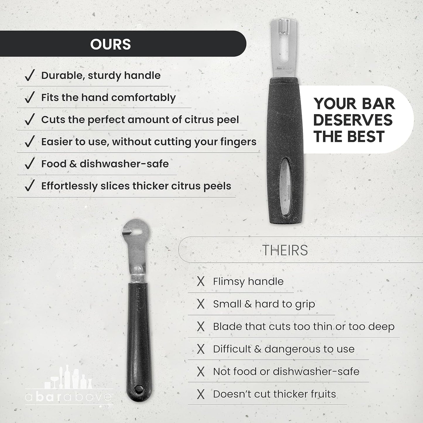 A Bar Above White Handle Gold Blade Channel Knife, Elegant Garnish Tool for Chefs and Bartenders, Citrus Peeler and Lemon Zester for Cocktails, Culinary Dishes, and Home Entertaining