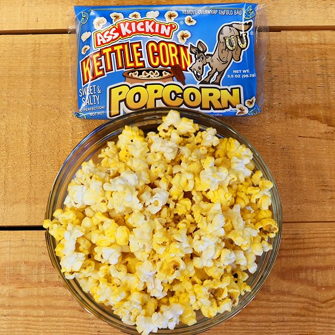 ASS KICKIN' Kettle Corn Microwave Popcorn Bags - 3 Pack - Ultimate Sweet Gourmet Popcorn Gift - Makes a Great Movie Theater Popcorn or Snack Food for Movie Night