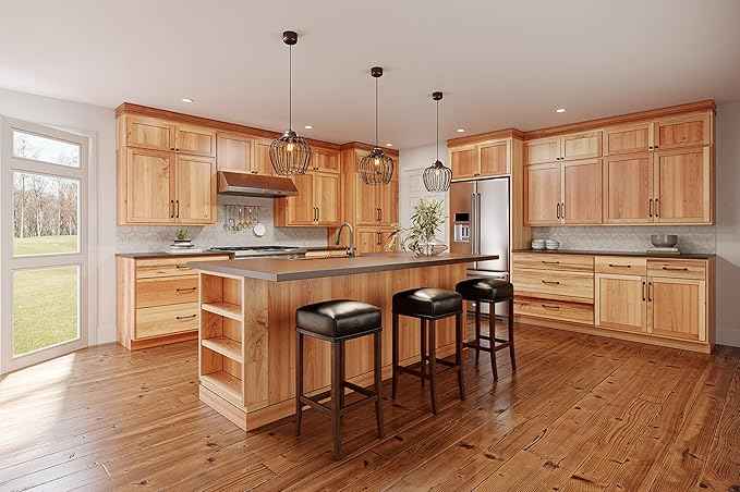 Quicklock RTA (Ready-to-Assemble) 42" Tall Wall Kitchen Cabinets - Shaker Style | 100% Hardwood | Made in America | Soft Close Hardware (Rustic Hickory, 12" D x 36" W x 24" H)