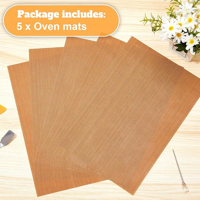 Honeydak Clay Oven Safe Work Mat Non Skid Mat Polymer Clay Bake Tool Oven Liners for DIY Crafts Projects,7.9 x 11.8 Inches(5 Pack)
