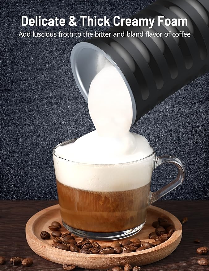 Electric Milk Frother, Paris Rhône 4-in-1 Milk Steamer and Frother, Hot & Cold Foam Milk Warmer with Temperature Control, Auto Shut-Off Frothers for Coffee, Latte,Macchiato, Cappuccino