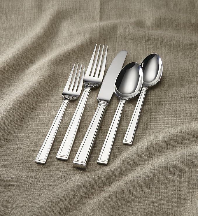 Lenox Bratton 65-Piece Flatware Set, 9.85 LB, Metallic