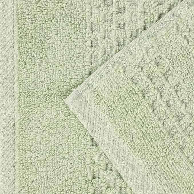 Superior Playa Zero Twist Cotton Medium Weight Towels, for Guest Bath, Bathroom, Shower, Spa, Plush, Quick Dry, Ultra-Soft Towels, Bath Essentials, Waffle Textured, 6 Piece Assorted Towel Set, Green