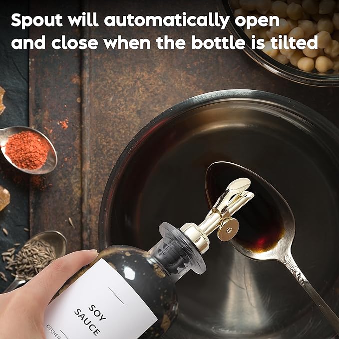 Spaceneat Olive Oil Dispenser Bottle for Kitchen,11.8 fl oz Gold, Silver & Black Bundle