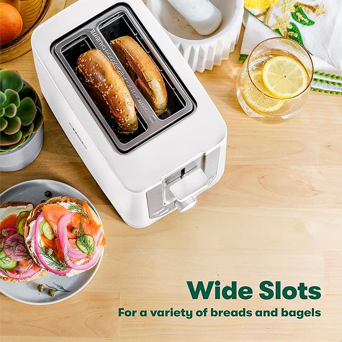BELLA 2 Slice Toaster with Auto Shut Off - Extra Wide Slots & Removable Crumb Tray and Cancel,Defrost & Reheat Function - Toast Bread,Bagel-& Waffle,White,(Pack of 6)