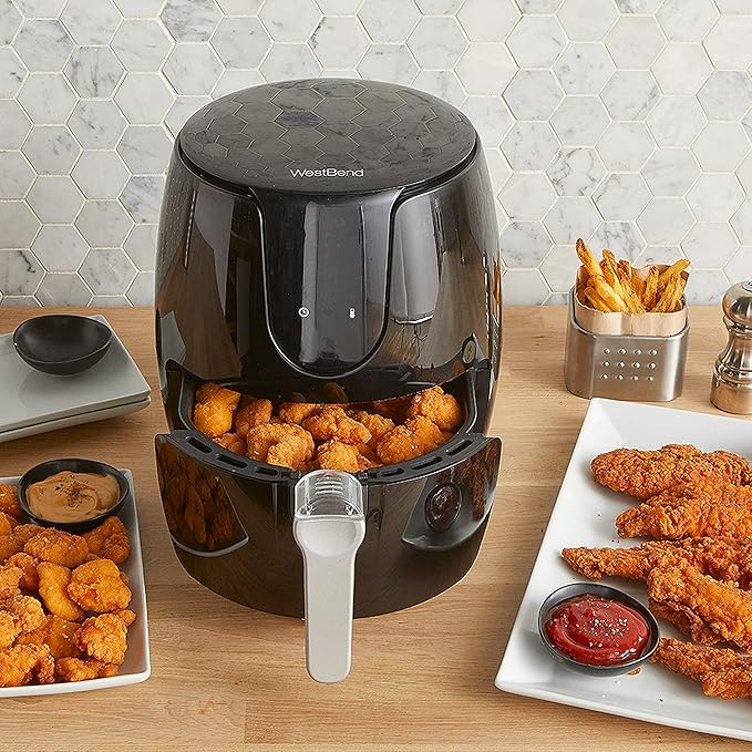 West Bend Air Fryer with Digital Controls and 30-Min Timer, 6 Cooking Presets, Nonstick Coating, 3.7-Quart, Black