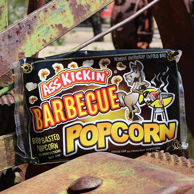 ASS KICKIN' BBQ Microwave Popcorn Bags - 3 Pack - Ultimate Barbecue Gourmet Popcorn Gift - Makes a Great Movie Theater Popcorn or Snack Food for Movie Night