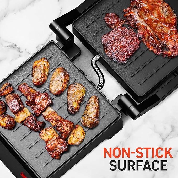 Elite Gourmet EPN160X 5.5 x 5.3" Multifunctional, Compact Electric Panini Press, Contact Grill, 180° Flat Grill, Lightweight, Floating Top-plate, Cool-touch Handle Non-Stick Surface, Black