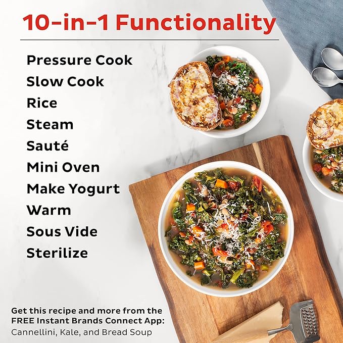 Instant Pot Pro 10-in-1 Pressure Cooker, Slow Cooker, Rice/Grain Cooker, Steamer, Sauté, Sous Vide, Yogurt Maker, 6 Quart & Tempered Glass Lid, Stainless Steel Rim, for 5 Qt/L or 6 Qt/L Models